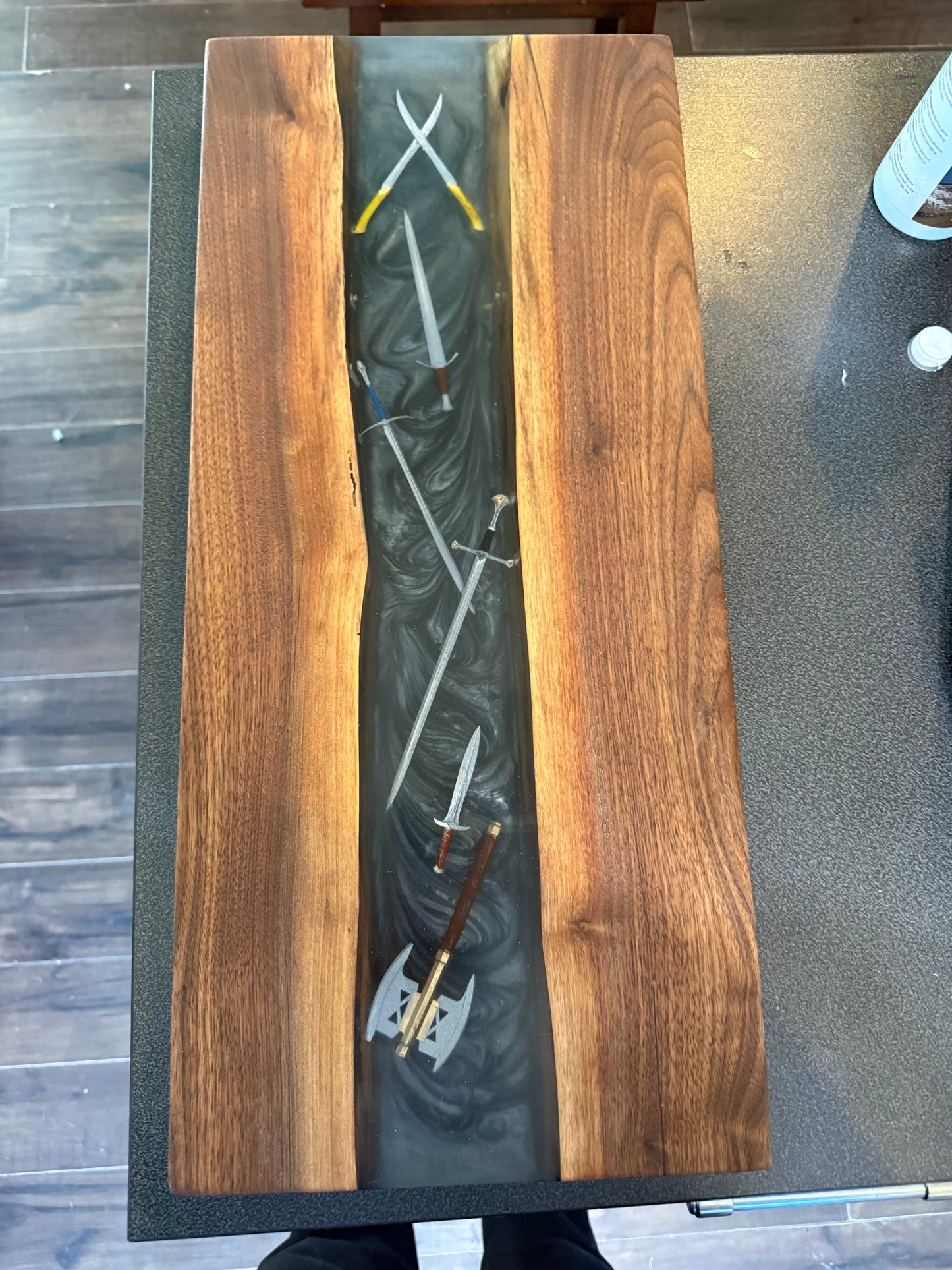 Swords of the Ring resin Charcuterie Board #3- Black walnut