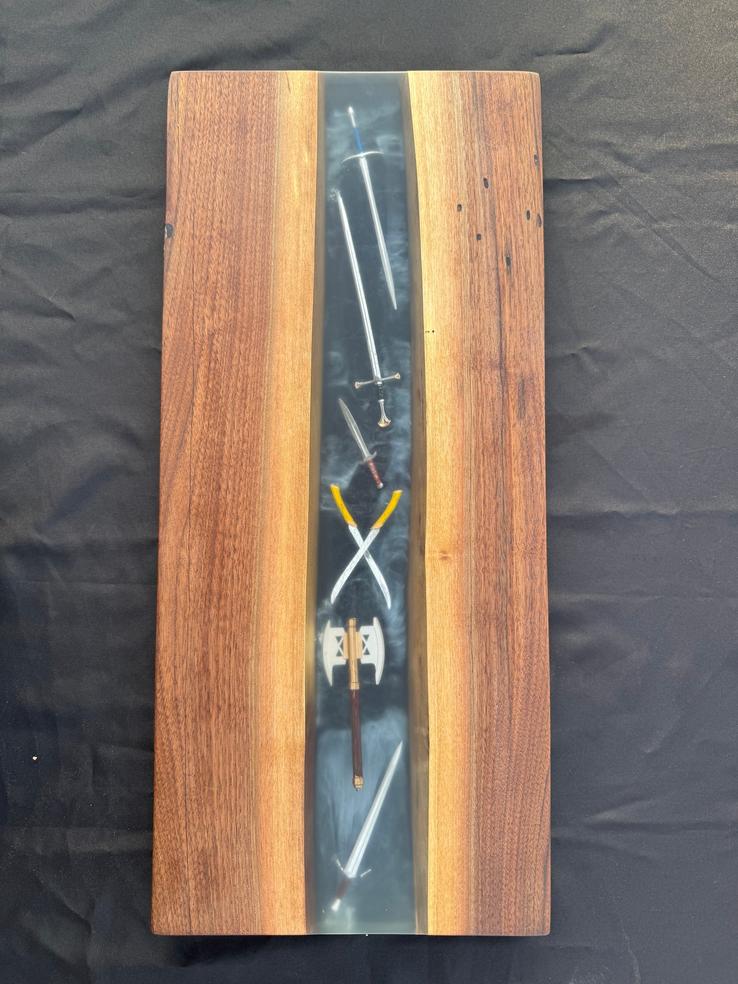 Swords of the Ring resin Charcuterie Board #1- Black walnut