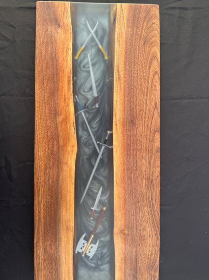Swords of the Ring resin Charcuterie Board #3- Black walnut