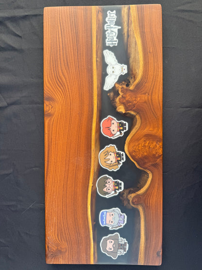 Beautiful Russian olive wood Harry Potter resin river live edge charcuterie board 11 x 24”