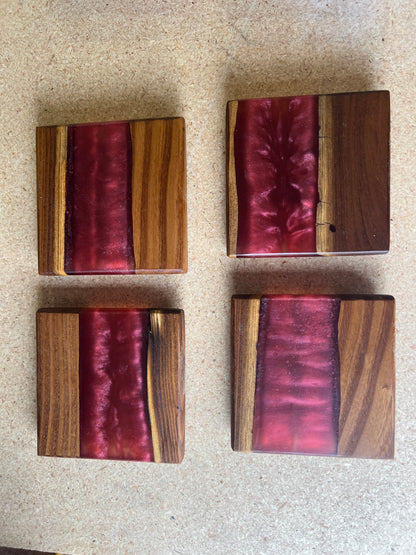 Hardwood River Resin Coasters.