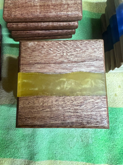 Hardwood River Resin Coasters.