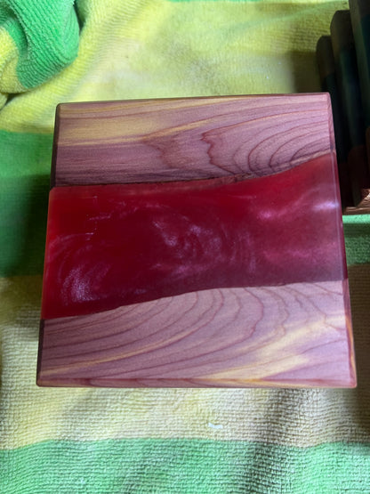 Hardwood River Resin Coasters.