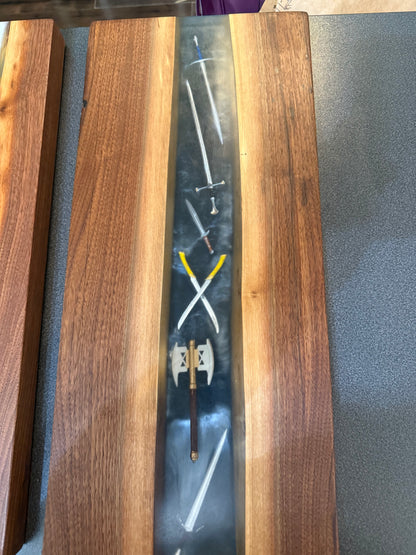 Swords of the Ring resin Charcuterie Board #1- Black walnut