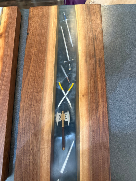 Swords of the Ring resin Charcuterie Board #1- Black walnut
