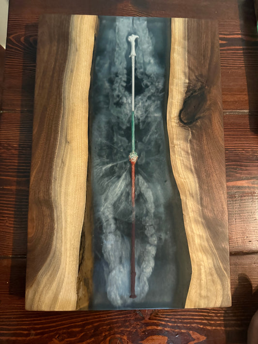 Wand Lock resin Charcuterie Board- Black walnut