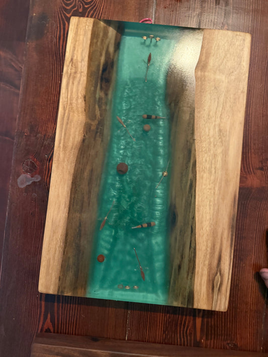 Quidditch Pitch resin Charcuterie Board- Black walnut