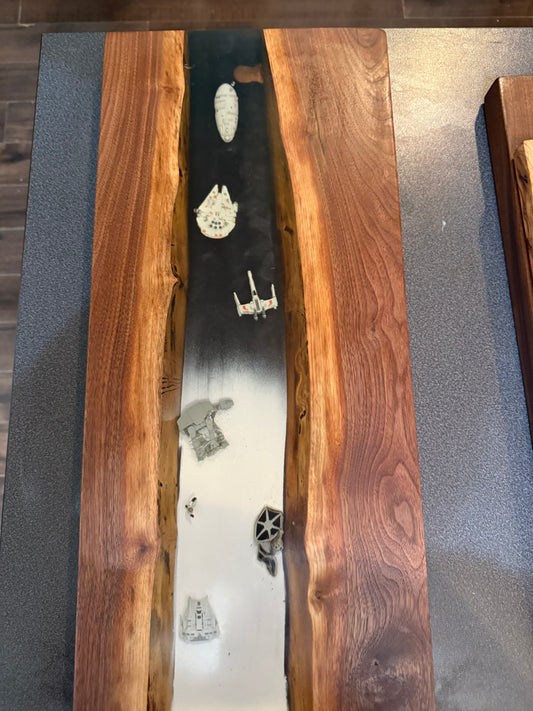 Star Wars resin Charcuterie Board Hoth #2- Black walnut