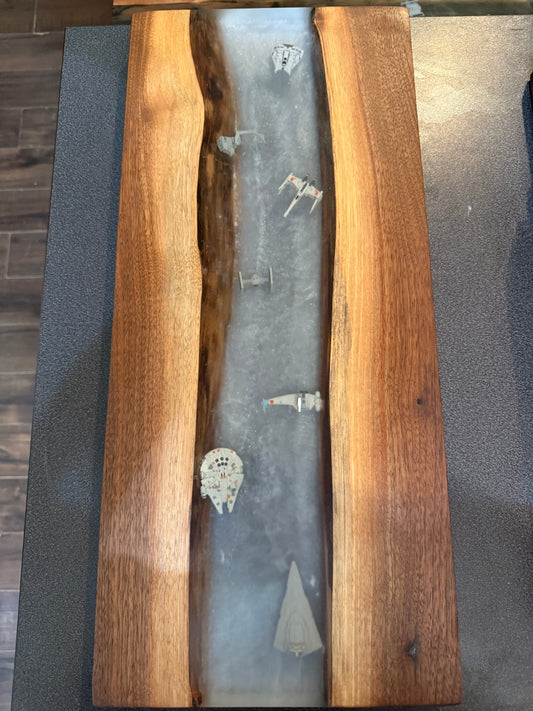 Star Wars resin Charcuterie Board Hoth #1- Black walnut
