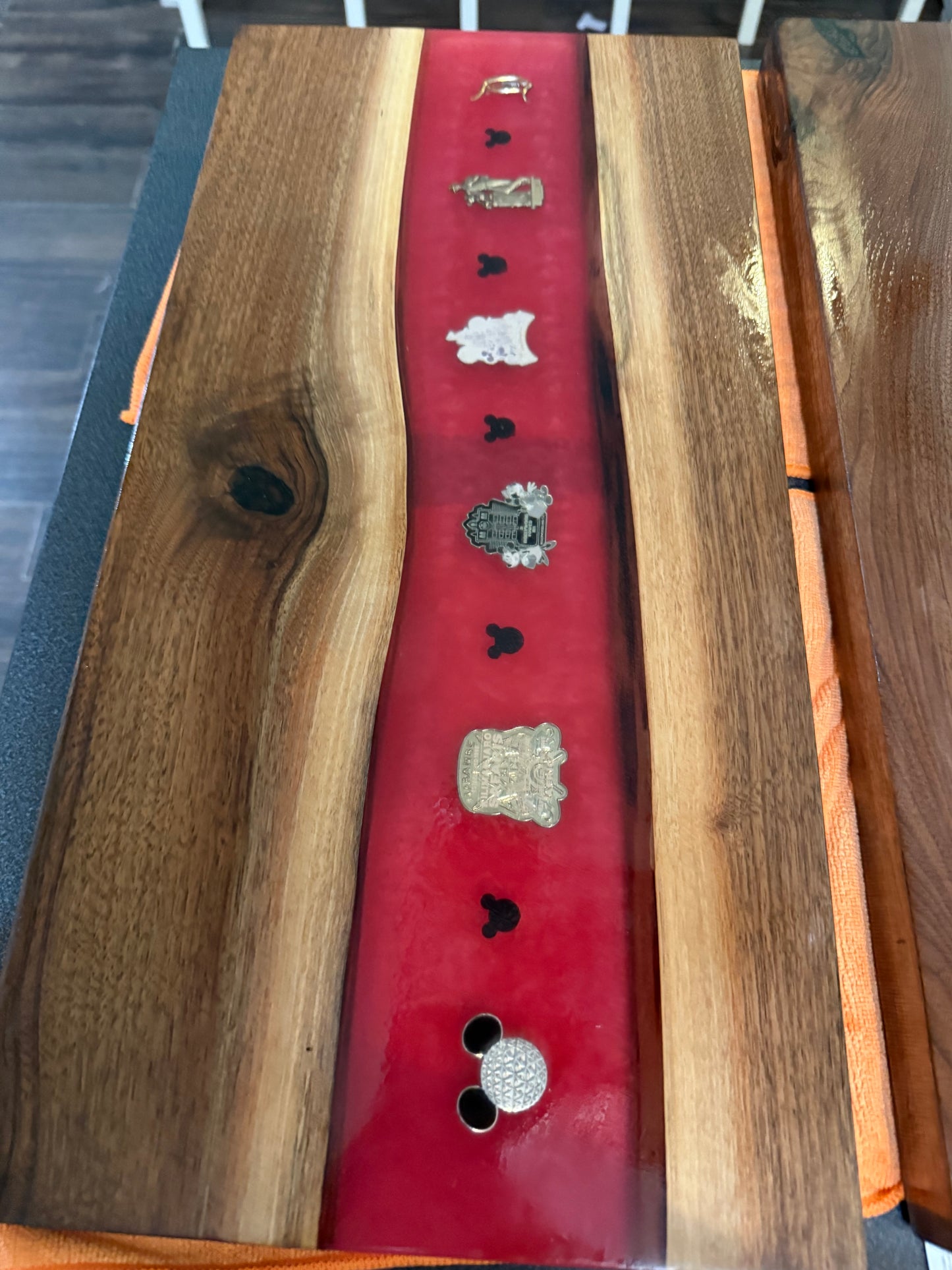 Disney Pin walnut resin Charcuterie Board